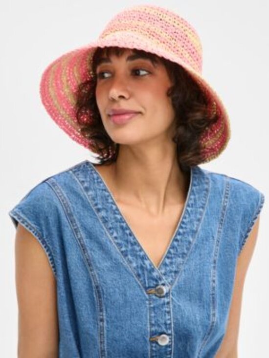 Space-Dye Crochet Bucket Hat Med Pink ONE SIZE